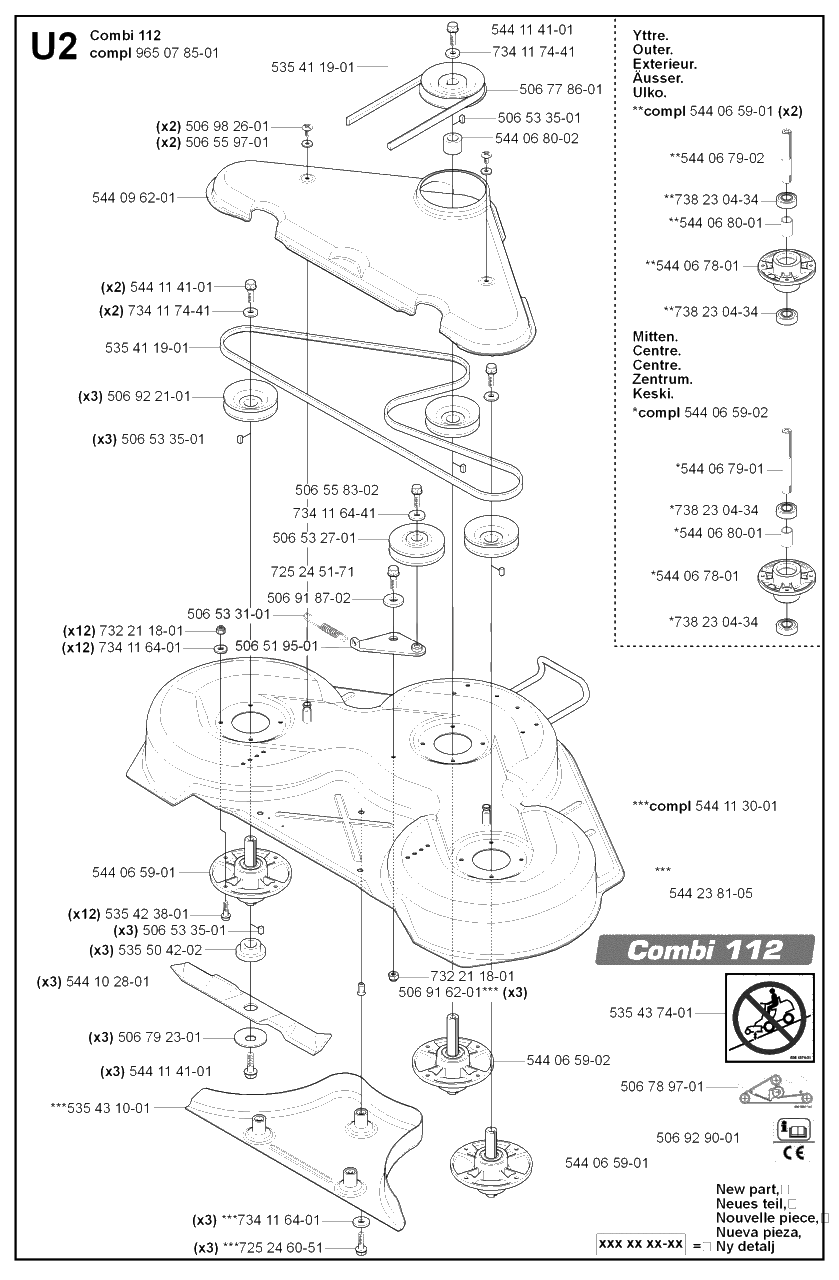 44-Inch/112cm Cutting Deck Diagram and Parts List for R18PRO (953521901)(2007-03) Husqvarna Lawn Tractor
