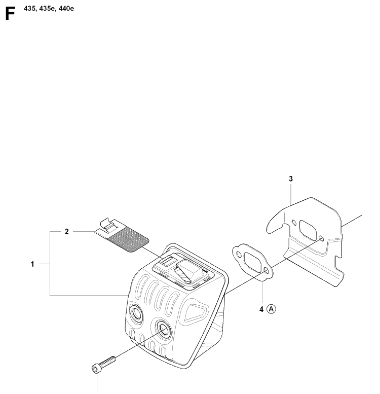 Muffler Diagram and Parts List for 435 20081800001-20090400000 Husqvarna Chainsaw