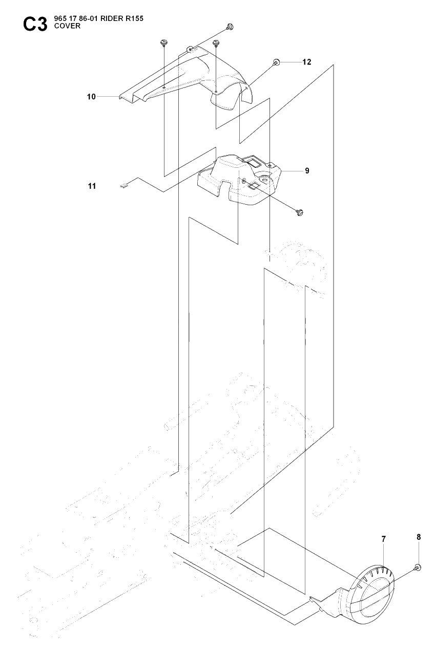 Cover 2 Diagram and Parts List for R155 (965178601)(2007-03) Husqvarna Lawn Tractor