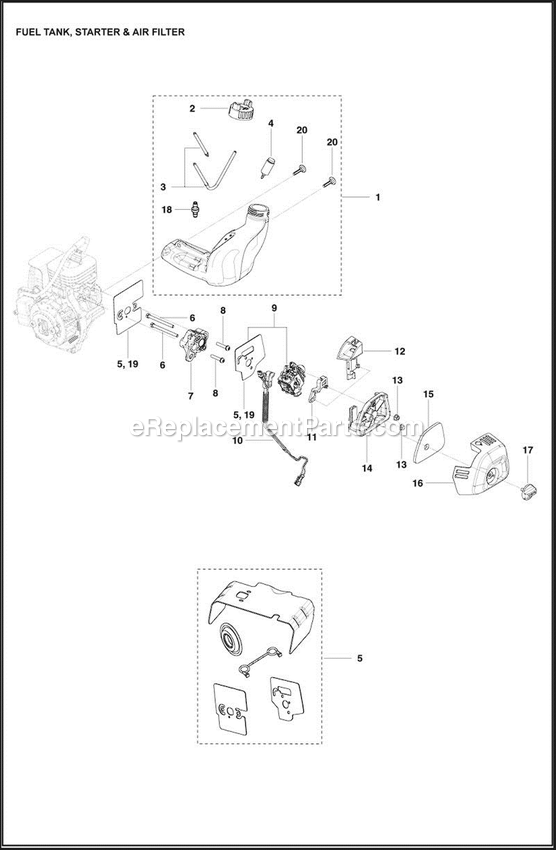 Housing Diagram and Parts List for 130C  Husqvarna Trimmer