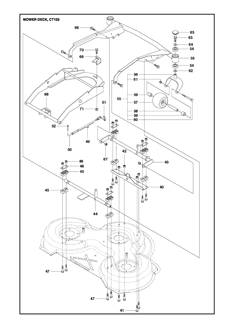 103cm Cutting Deck 3 Diagram and Parts List for R418TS  Husqvarna Lawn Mower