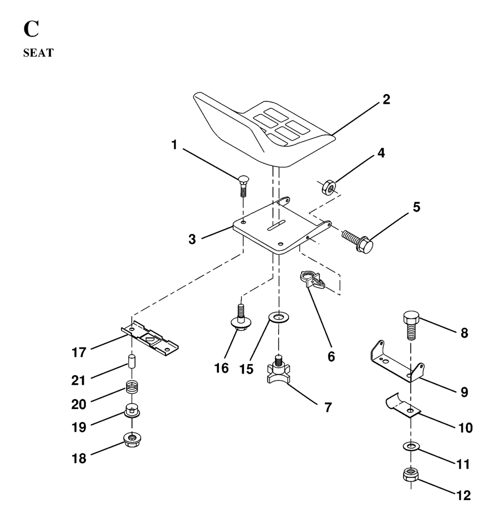 Seat Diagram and Parts List for LT130 (954820081-D)(1997-03) Husqvarna Lawn Tractor