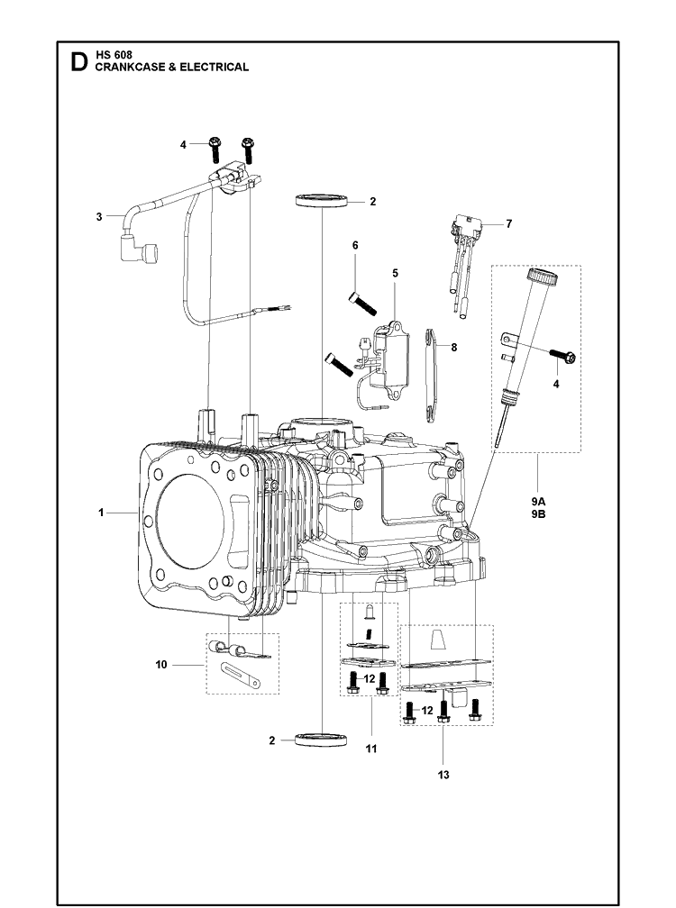 Crankcase And Electrical Diagram and Parts List for 593230101 2021-01 Husqvarna Engine