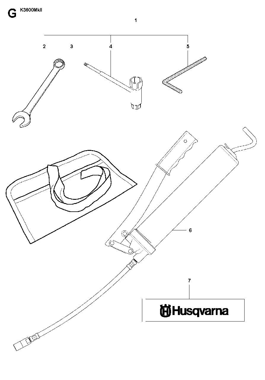 Tools Diagram and Parts List for K3600MKII 2009-01 Husqvarna Circular Saw