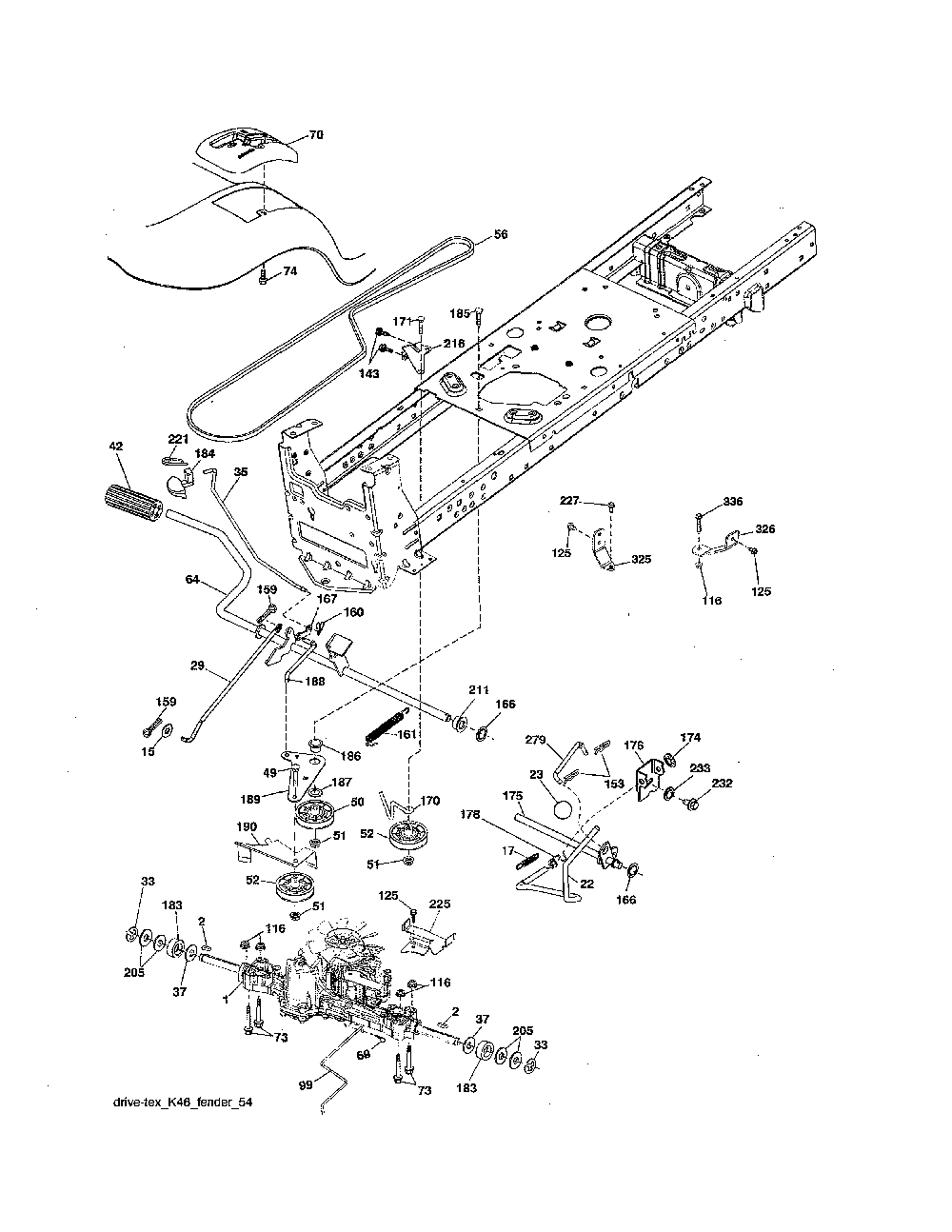 Drive Diagram and Parts List for YTH1842-917223810  Husqvarna Lawn Tractor