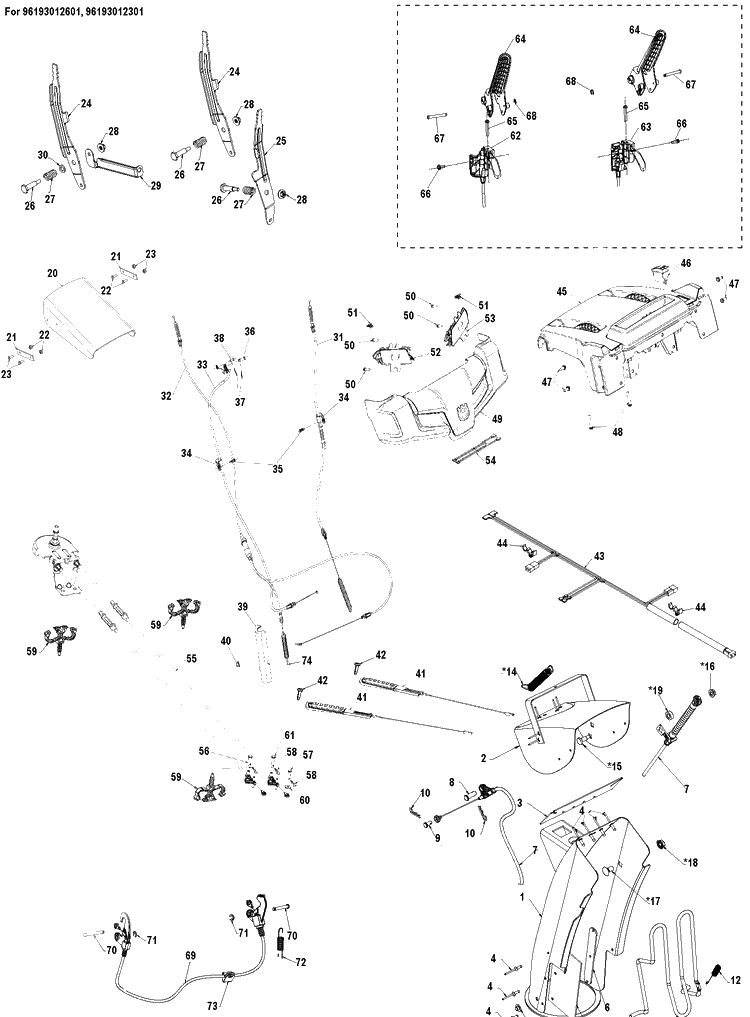 Control Panel And Discharge Chute 2 Diagram and Parts List for ST324  Husqvarna Snow Blower