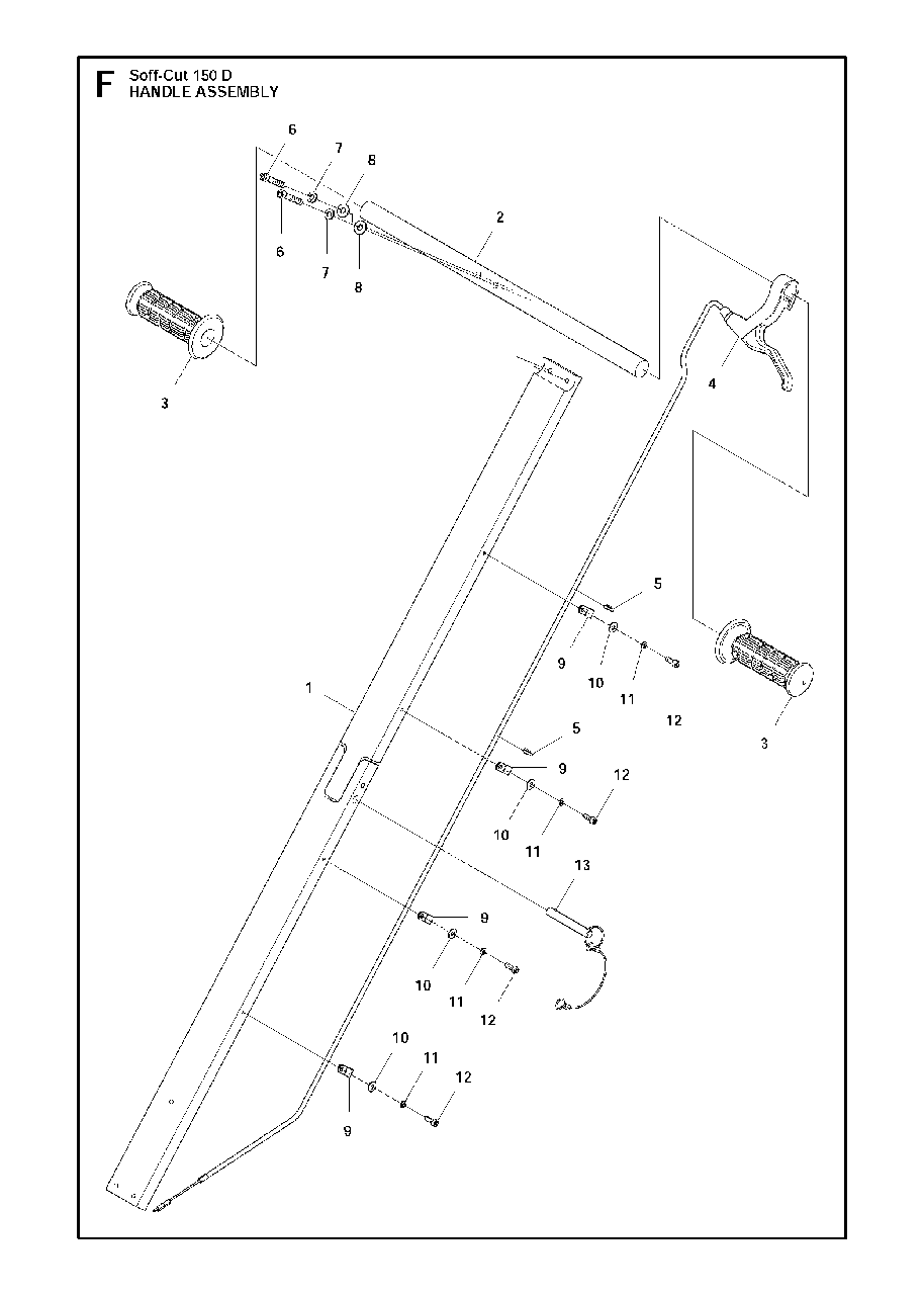 Handle Diagram and Parts List for SOFFCUT150D (2010 3000001 & Above)(2010-10) Husqvarna Circular Saw