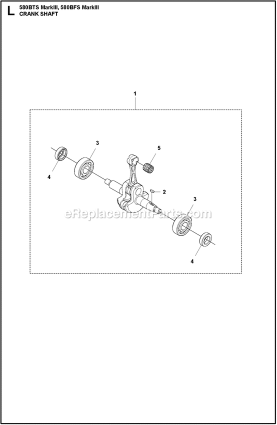 Crankcase Diagram and Parts List for 580BTSMARKIII  Husqvarna Leaf Blower / Vacuum