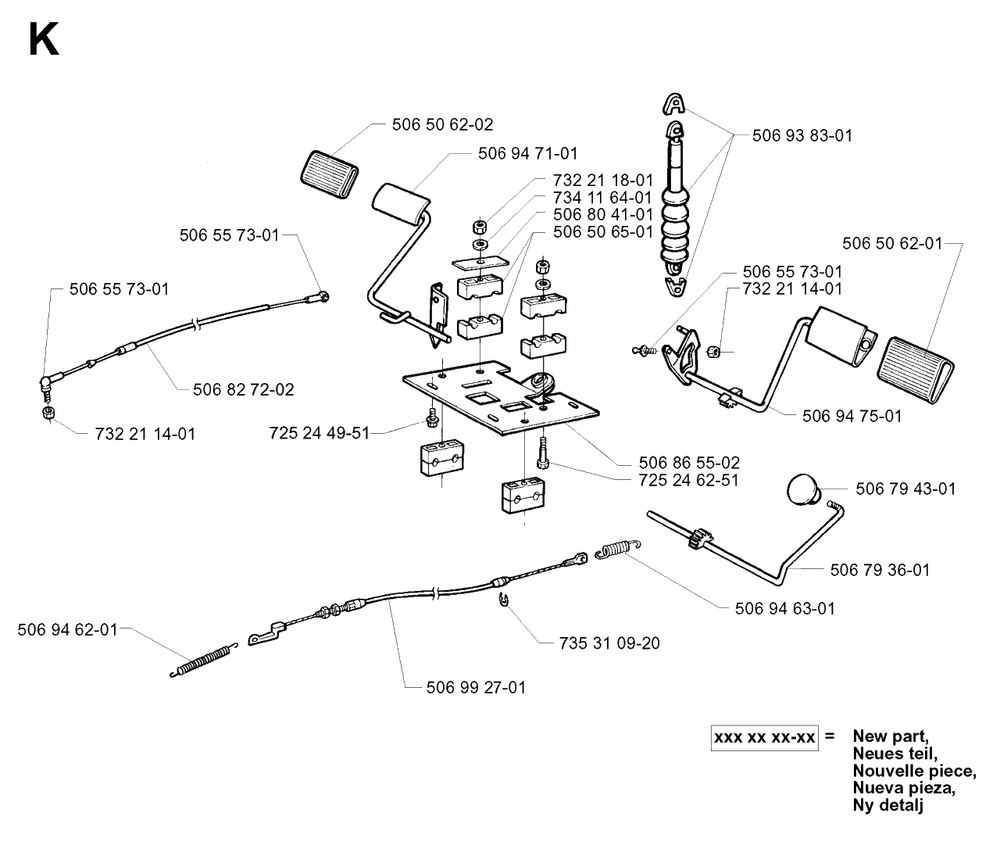 Pedals 2 Diagram and Parts List for PF18 2001-01 Husqvarna Lawn Tractor