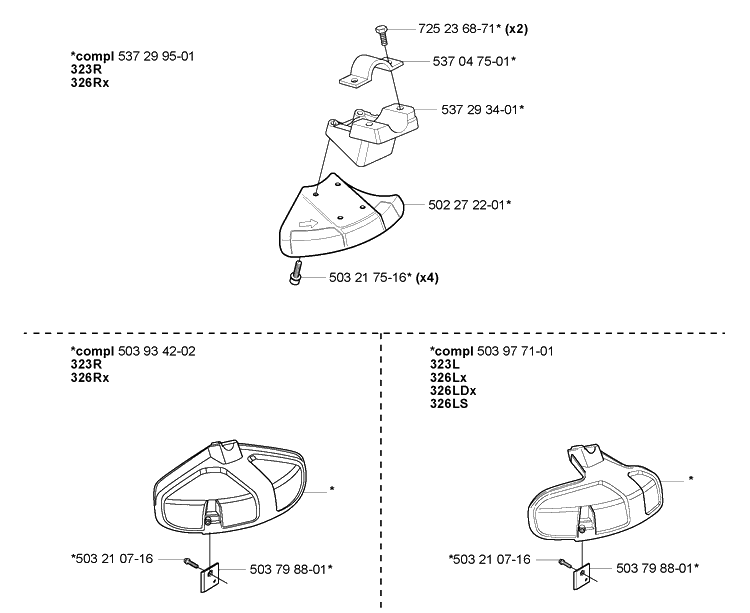 Accessories(A) Diagram and Parts List for 323L 2007-01 Husqvarna Trimmer