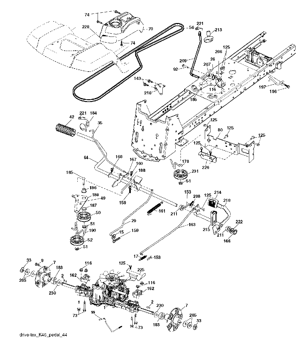 Drive Diagram and Parts List for YTH2754T (96041006202)(2009-02) Husqvarna Lawn Tractor