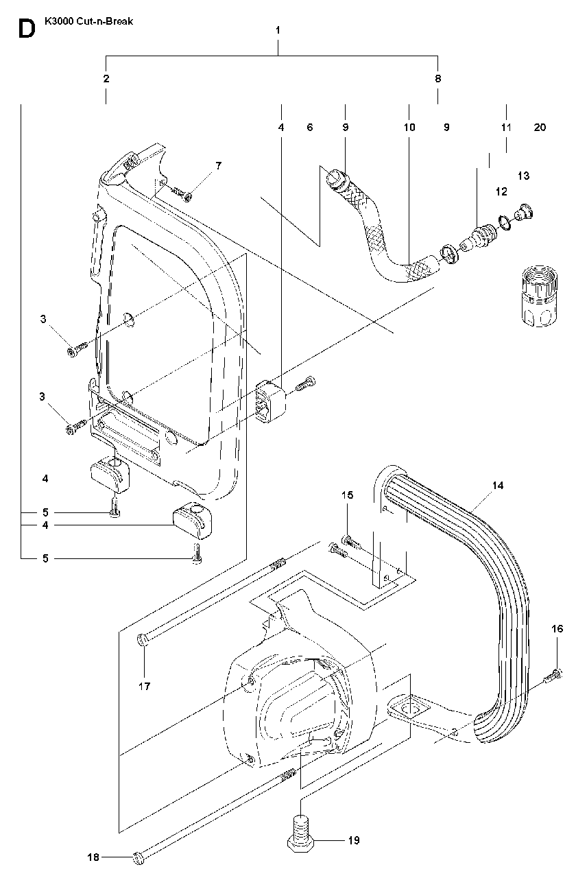 Fender Diagram and Parts List for K3000CUT-N-BREAK 2008-05 Husqvarna Circular Saw