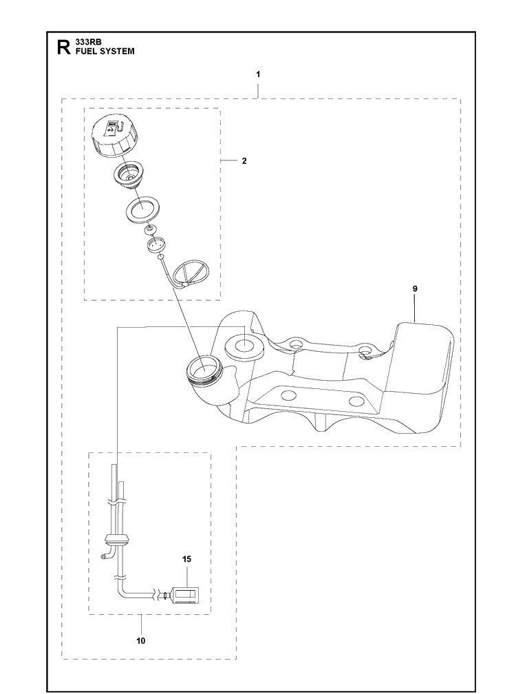 Fuel System Diagram and Parts List for 333RBMARKII (967968001)(2019-04) Husqvarna Edger
