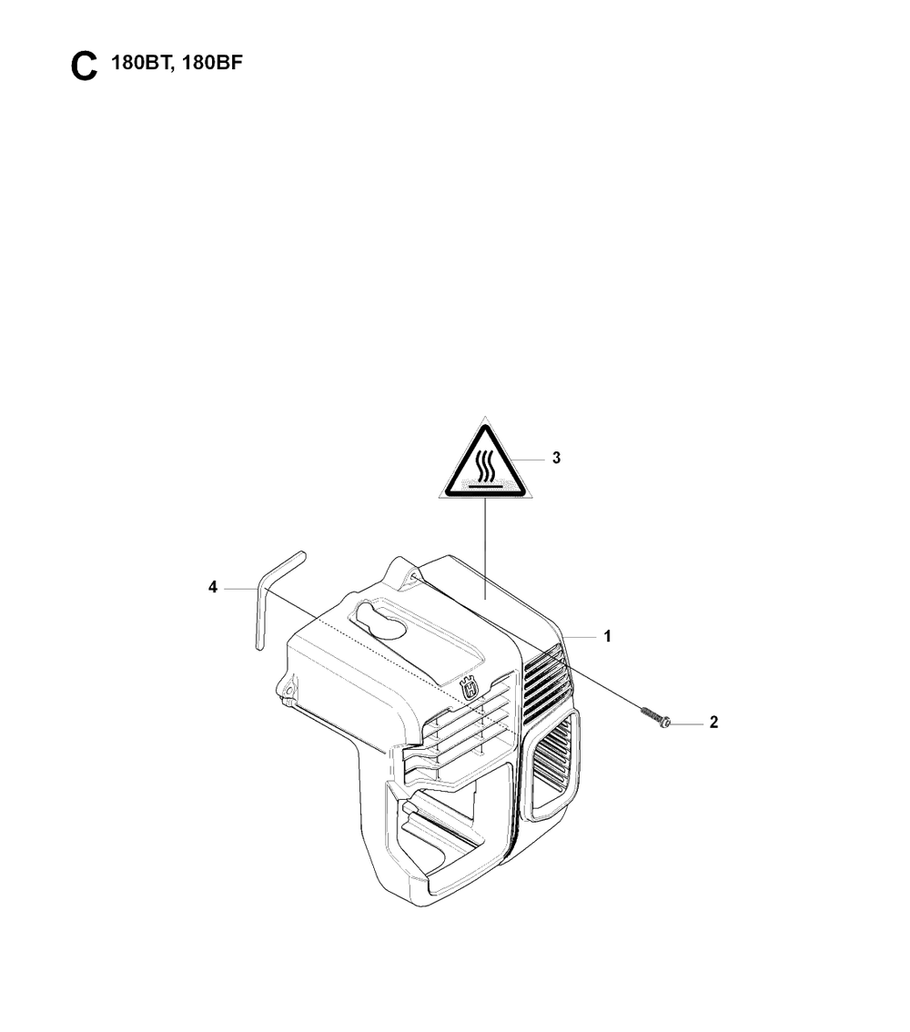 Cylinder Cover Diagram and Parts List for 180BT 20084000001 & Above Husqvarna Leaf Blower / Vacuum