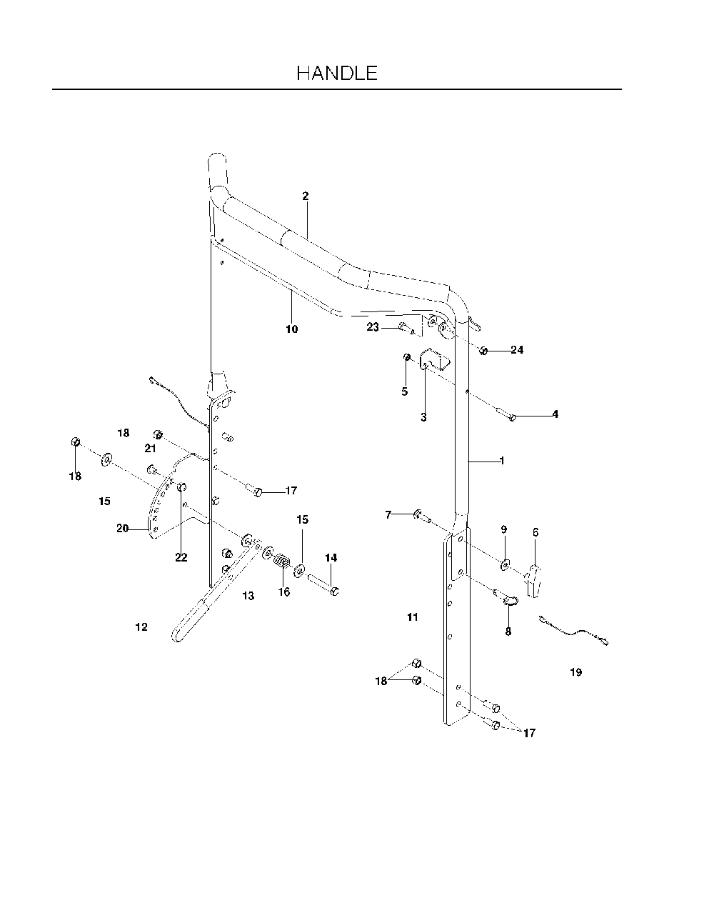 Handle Diagram and Parts List for DTF6966067201 2010-02 Husqvarna Dethatcher
