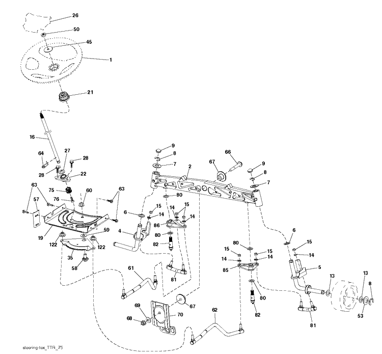 Steering Diagram and Parts List for CTH164T (96051009400)(2013-06) Husqvarna Lawn Tractor