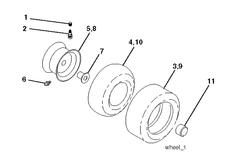 Wheels And Tires Diagram and Parts List for TC138L (96051018900)(2019-08) Husqvarna Lawn Tractor
