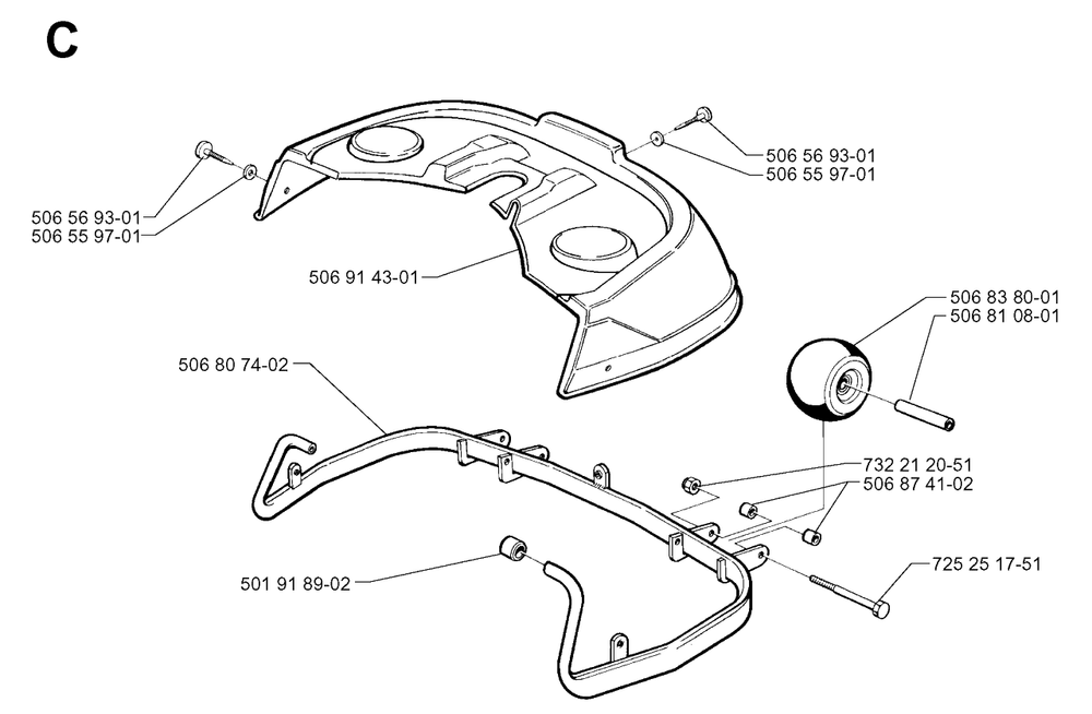 Protection Frame Diagram and Parts List for R850HST 1997-03 Husqvarna Lawn Tractor