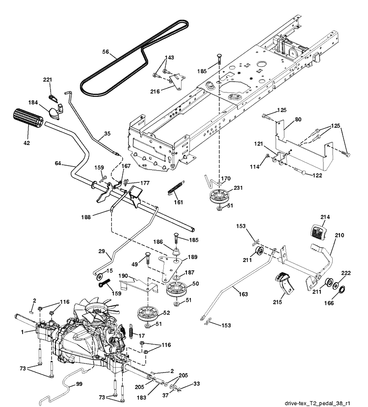 Drive Diagram and Parts List for TC130 (96051018700)(2019-04) Husqvarna Lawn Tractor