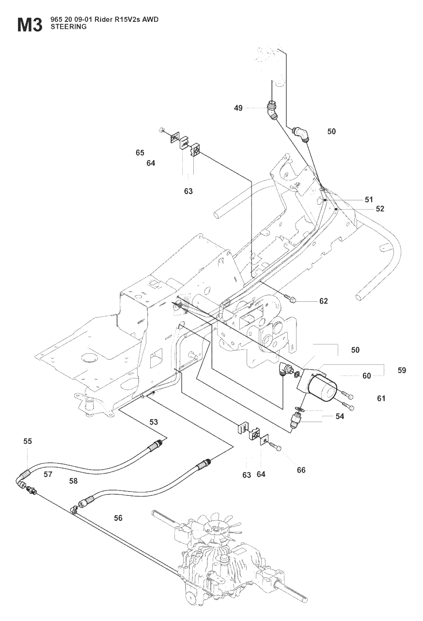 Steering Diagram and Parts List for R15-V2AWD (965200901)(2008-01) Husqvarna Lawn Tractor