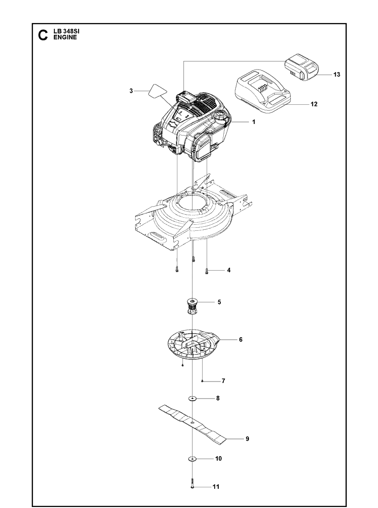 Engine Diagram and Parts List for LB348SI (967656501)(2019-01) Husqvarna Lawn Mower