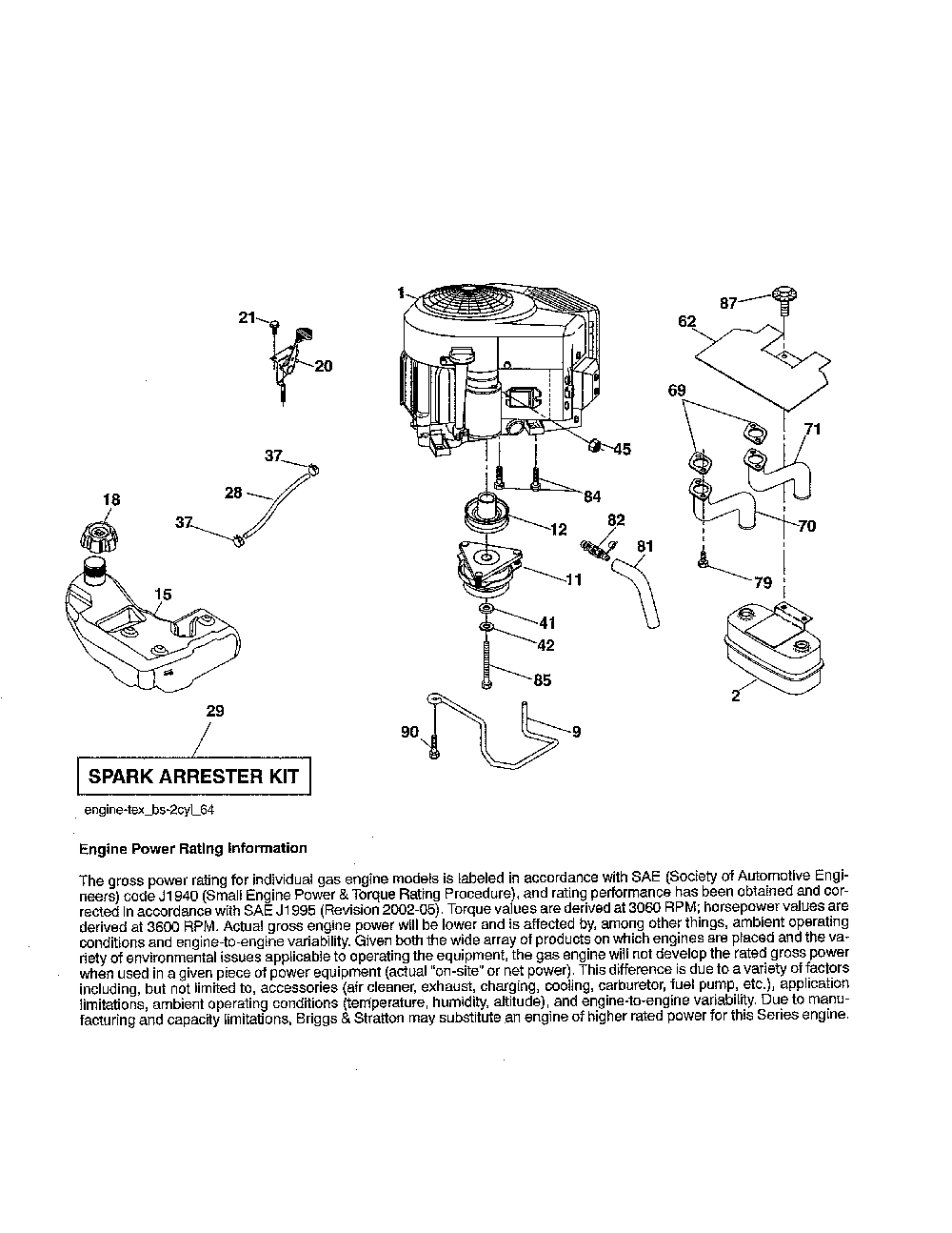 Engine Diagram and Parts List for YTH2348-917240442  Husqvarna Lawn Tractor