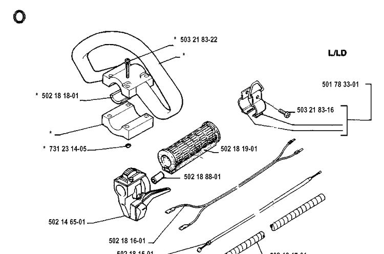 Handle And Controls Diagram and Parts List for 132LD 19904400001-19920100000 Husqvarna Edger