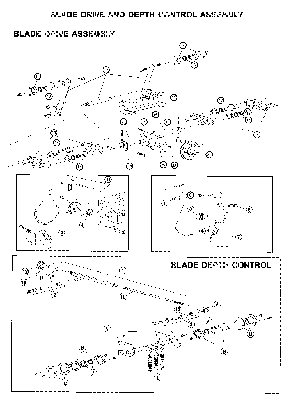 Blade Drive And Depth Control Diagram and Parts List for SC18 (968999352)(2005-12) Husqvarna Dethatcher