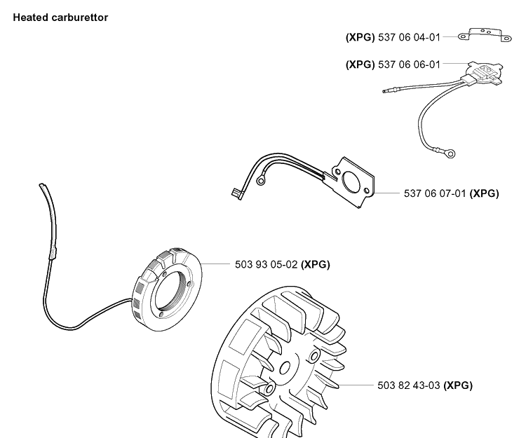 Electrical Diagram and Parts List for 351 20012200001-Current Husqvarna Chainsaw