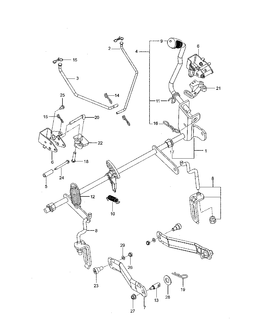 Brake/lift Diagram and Parts List for 967323901-00  Husqvarna Lawn Mower