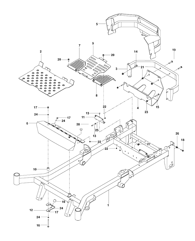 Frame Diagram and Parts List for P-ZT4822FSCARB (966663801)(2011-11) Husqvarna Lawn Mower