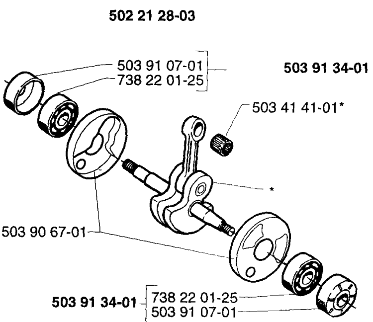 Crankshaft Diagram and Parts List for 232RL 1997-02 Husqvarna Brush Cutter