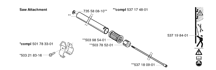 Shaft 2 Diagram and Parts List for 325P 20021800001-20042299999 Husqvarna Pole Saw