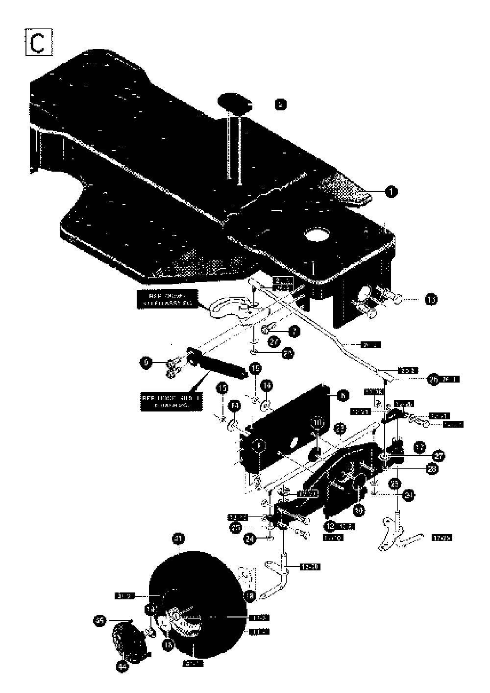 Steering Diagram and Parts List for LT4140H 1995-03 Husqvarna Lawn Tractor