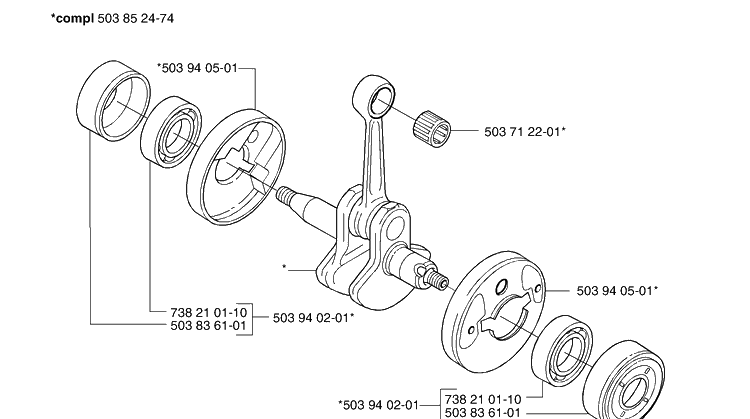 Crankshaft Diagram and Parts List for 326C (L-LX-RX)(E-Tech 2)(2002-02) Husqvarna Brush Cutter
