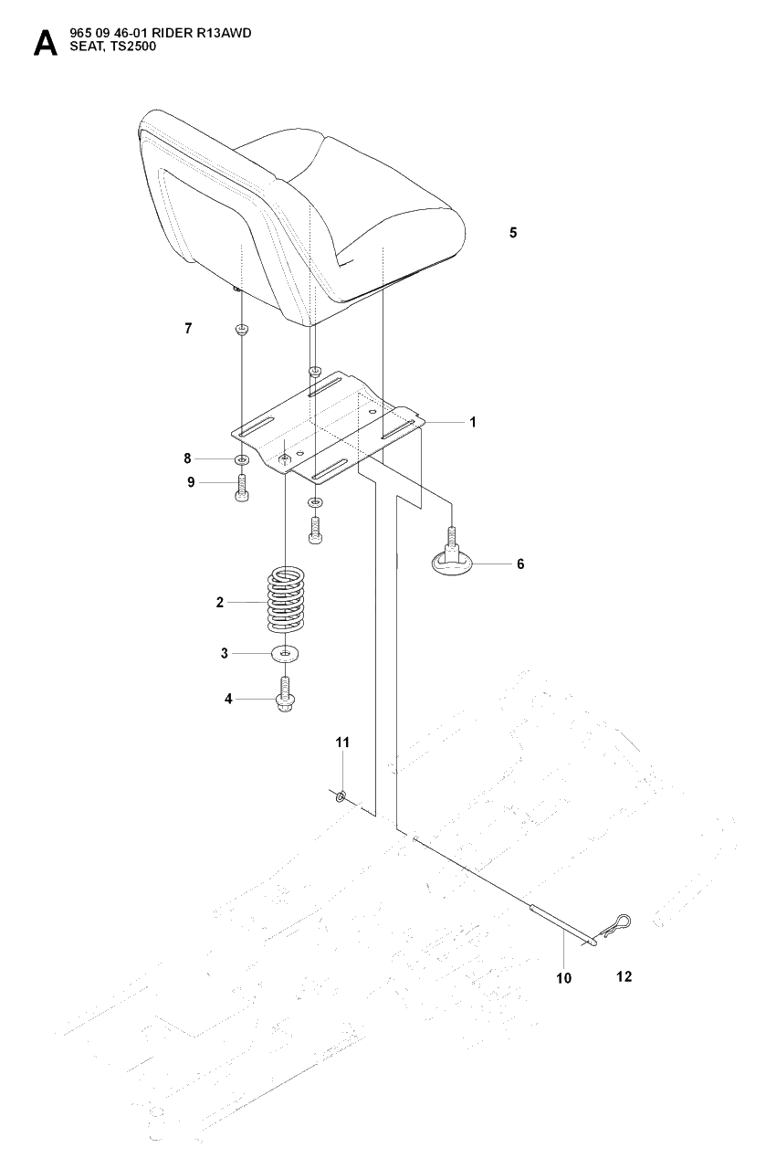 Seat Diagram and Parts List for R13AWD (965094601)(2007-01) Husqvarna Lawn Tractor