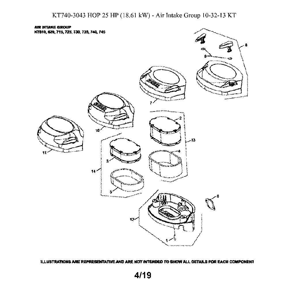 Air intake Diagram and Parts List for 96043028100  Husqvarna Lawn Tractor