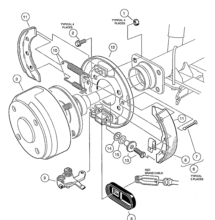 Brake Assembly, Self-Adjusting Diagram and Parts List for HUV4210GXP 2005-06 Husqvarna Lawn Tractor