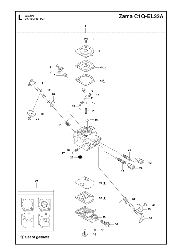 Carburetor Details Diagram and Parts List for 338XPT 20100600001-Current Husqvarna Chainsaw