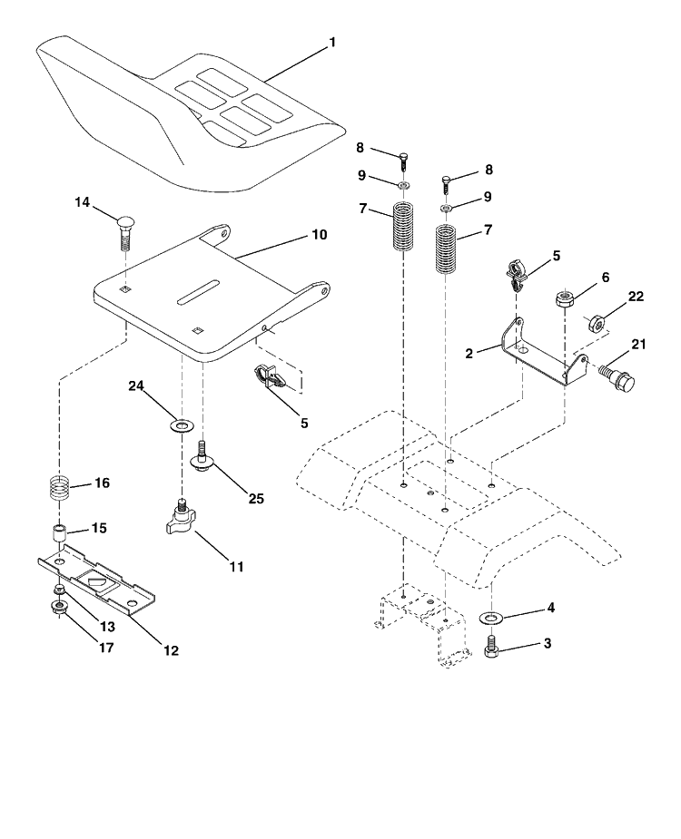 Seat Diagram and Parts List for YTH2148-LO21H48B (954572035)(2005-01) Husqvarna Lawn Tractor