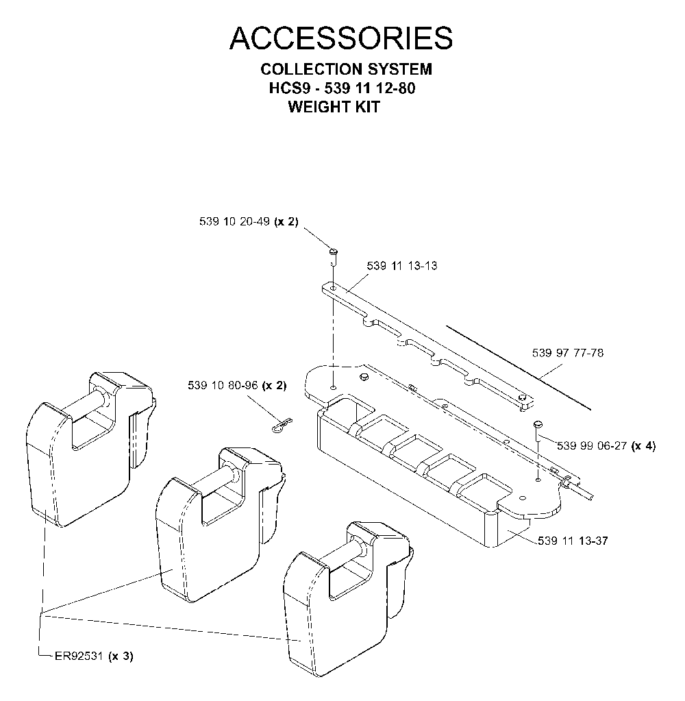 Accessories Diagram and Parts List for IZ5224TLKOA (968999332)(2005-12) Husqvarna Lawn Tractor