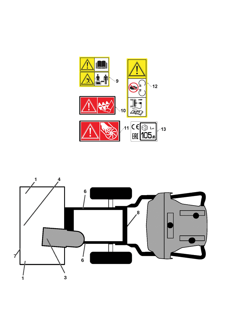 Decals Diagram and Parts List for ST227P  Husqvarna Snow Blower