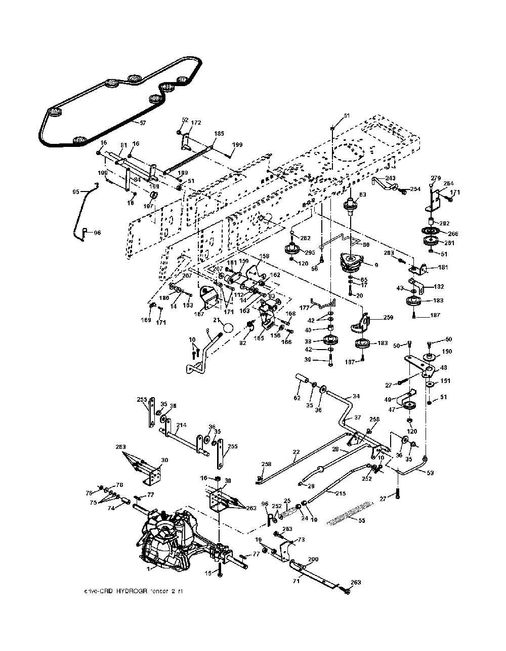 Drive Diagram and Parts List for CTH220TWIN (96061019002)(2007-10) Husqvarna Lawn Tractor