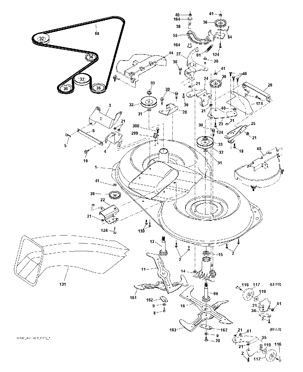 Mower Deck / Cutting Deck Diagram and Parts List for CTH150 (TWIN, 96061026100)(2010-01) Husqvarna Lawn Tractor