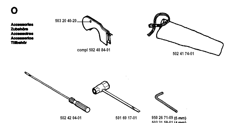 Accessories 2 Diagram and Parts List for 250PS 19940600001-19960500000 Husqvarna Pole Saw