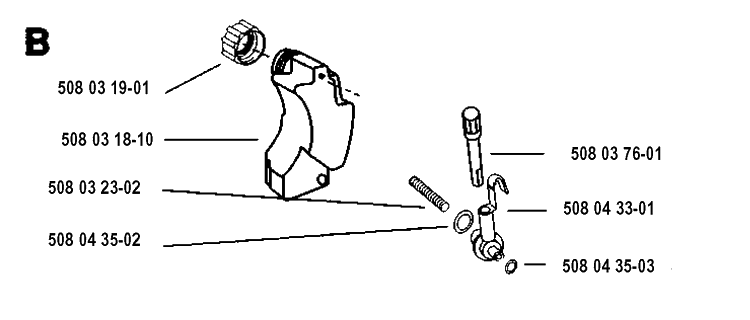Fuel Tank Diagram and Parts List for 16 19931800001-19954000000 Husqvarna Chainsaw