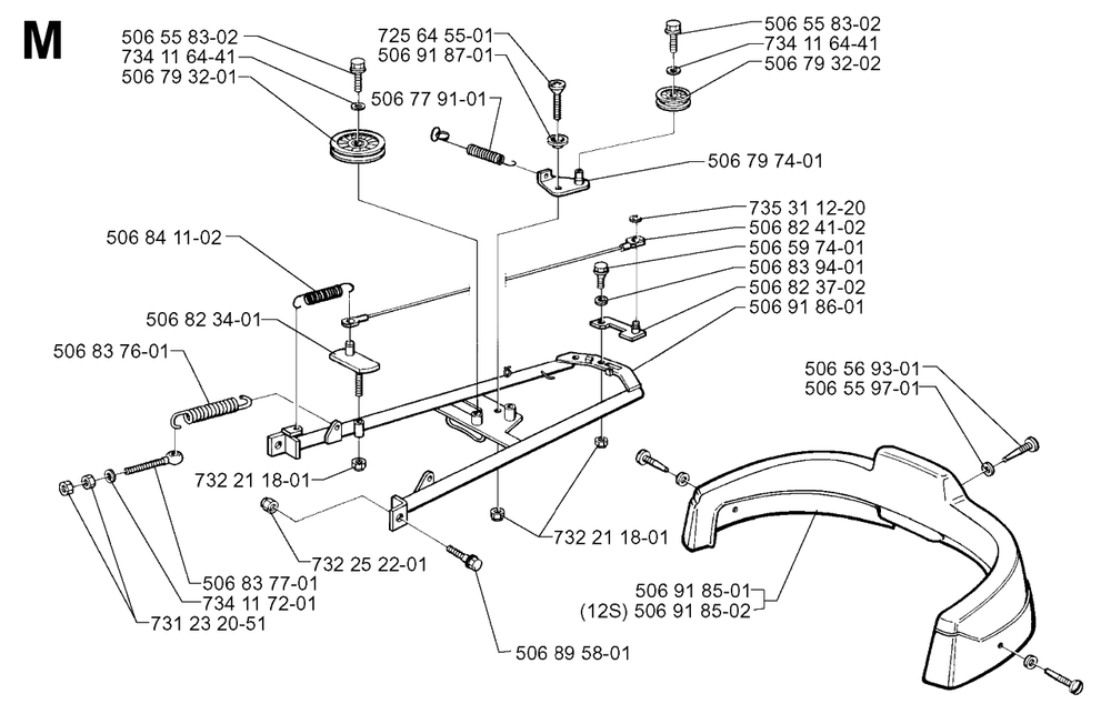 Frame Diagram and Parts List for R970 1997-03 Husqvarna Lawn Tractor