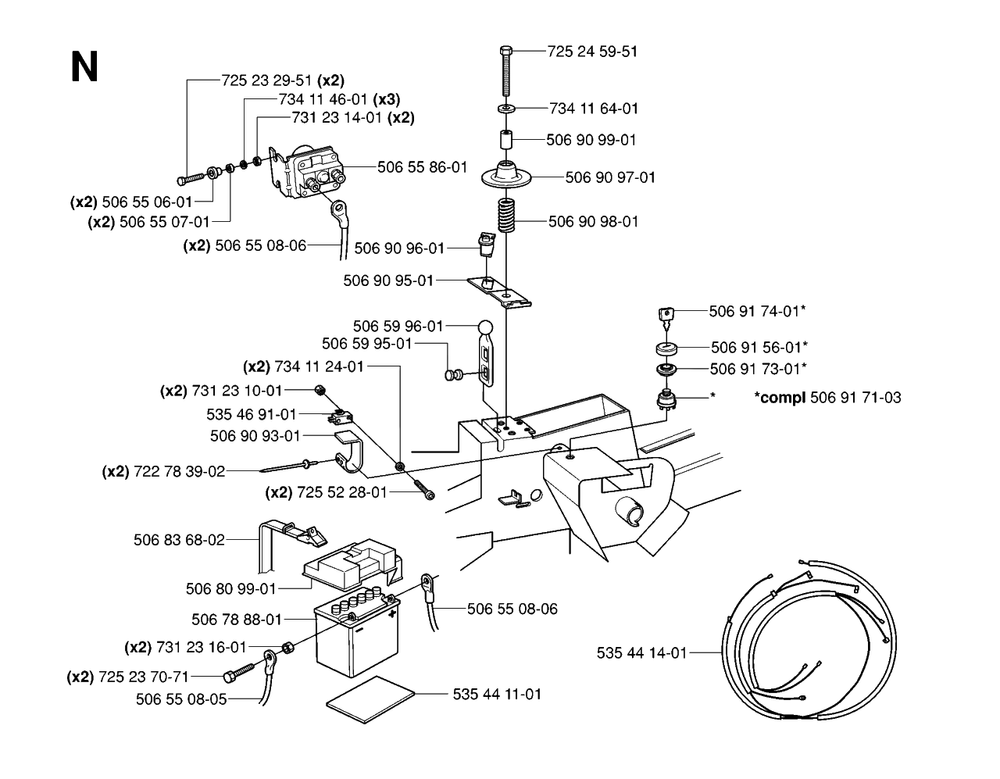 Electrical Diagram and Parts List for R16 (953521401)(2006-01) Husqvarna Lawn Tractor