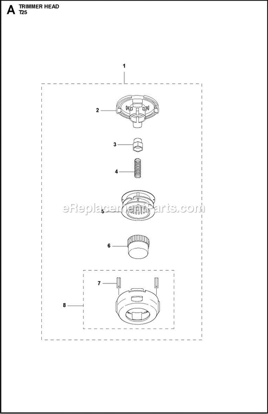 Trimmer Head Diagram and Parts List for 130C  Husqvarna Trimmer