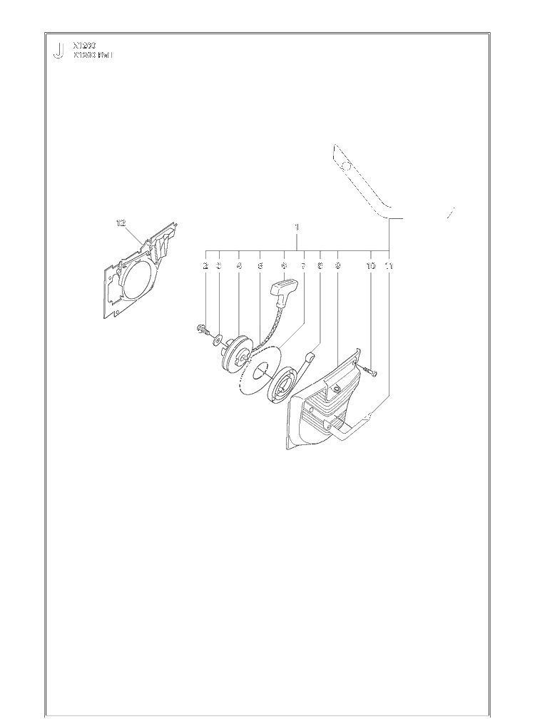 Starter Diagram and Parts List for K1260 (K1260 Rail)(2010-10) Husqvarna Table Saw Accessories